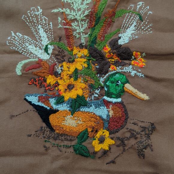 Vintage 80s Woodland Needlework Duck Mallard Embroidery Crewel Creative Circle - Picture 2 of 7